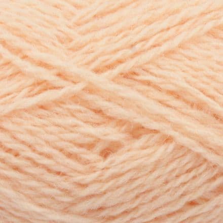 Solid, soft and warm peachy pink - Jamieson's Shetland Spindrift yarn in Peach.