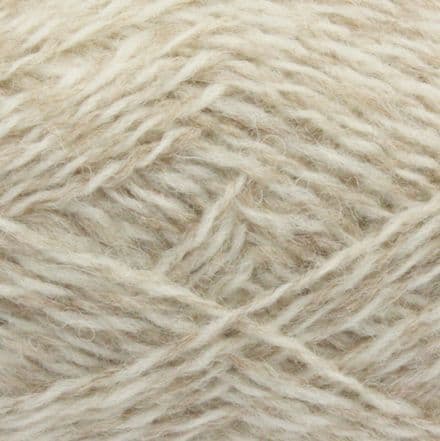 Heathered white with flecks of light brown - Jamieson's Shetland Spindrift yarn in Mooskit White.