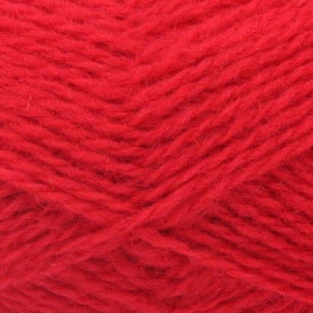 Bright scarlet red yarn - Jamieson's Shetland Spindrift in Scarlet.