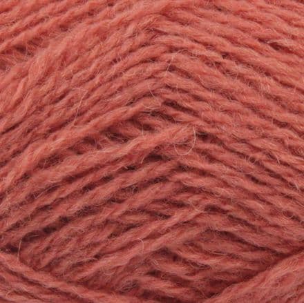 Muted red with coral tone - Jamieson's Shetland Spindrift yarn in Cinnamon.