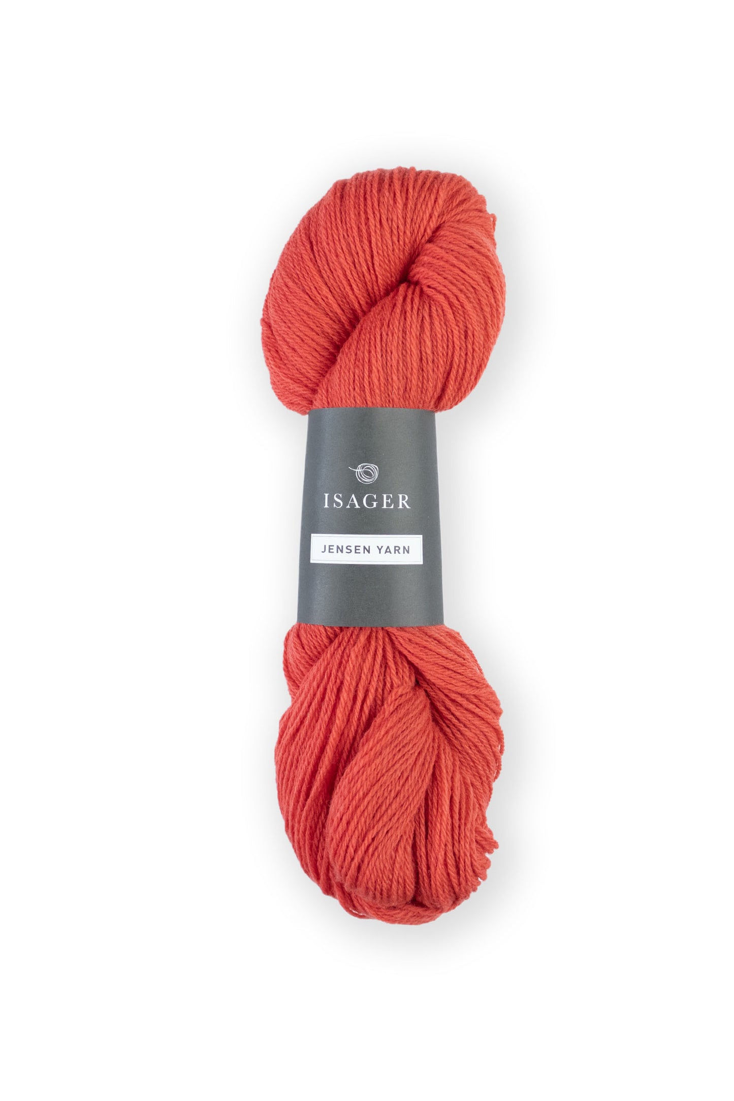 Bright red skein of Isager Jensen yarn in color 28 - sale - Hillsborough Yarn Shop, NC, USA. 