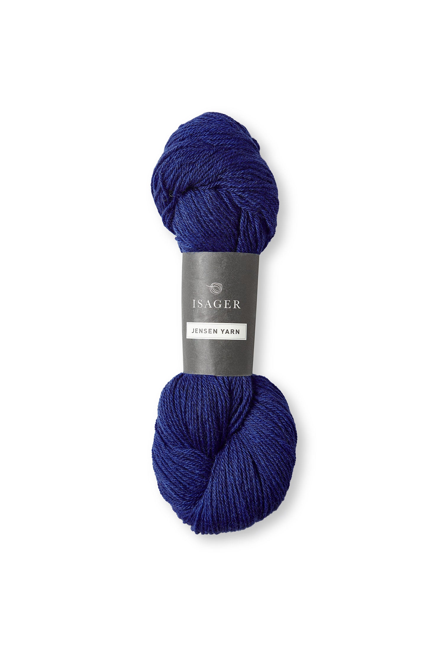 Deep cobalt skein of Isager Jensen yarn. 