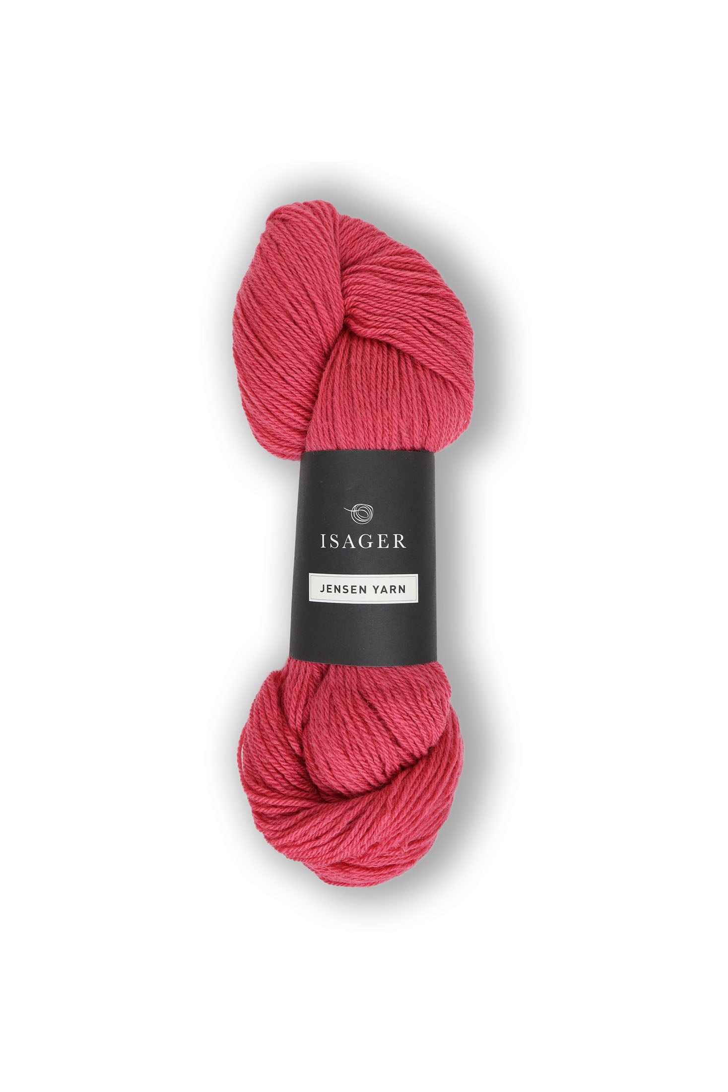 Bright pink skein of Isager Jensen yarn in color 19 - Hillsborough Yarn Shop, NC, USA. 