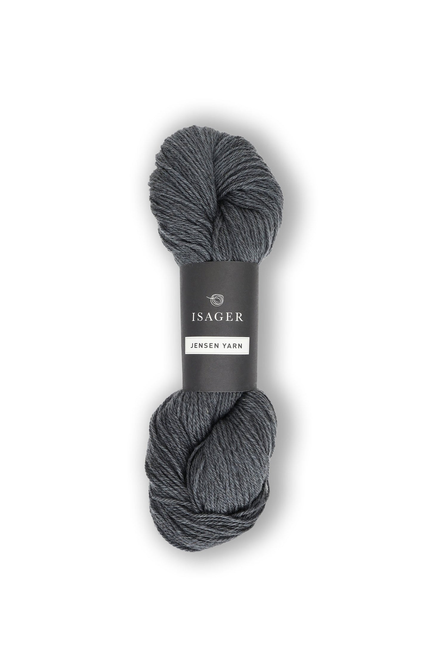 Heathered blue gray skein of Isager Jensen yarn. 