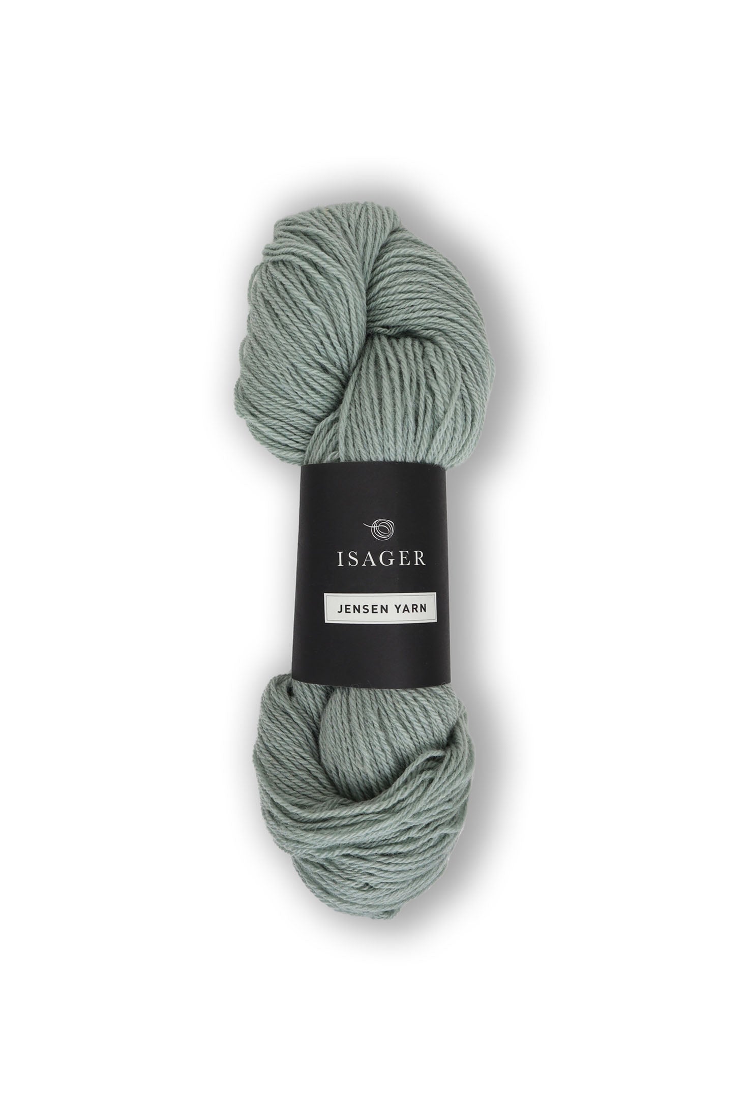 Pastel blue skein of Isager Jensen yarn. 