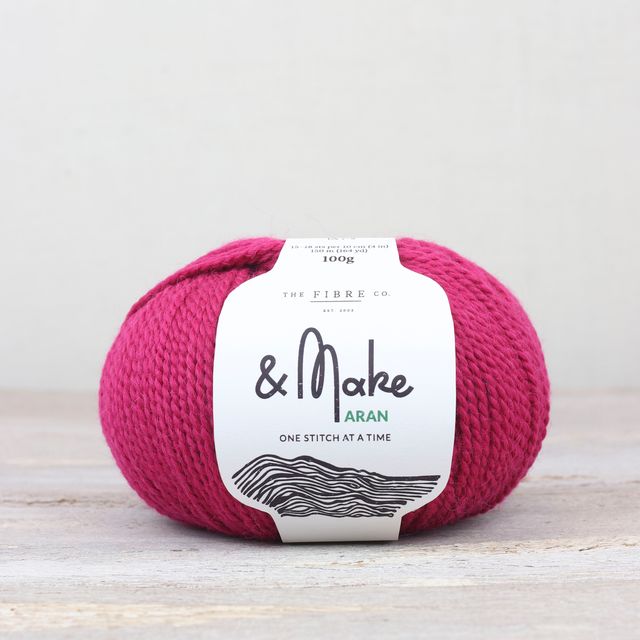 Magenta ball of Fibre Co. & Make Aran yarn. 