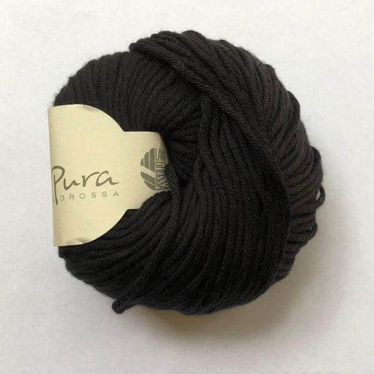 Ball of Lana Grossa Organico cotton yarn in black