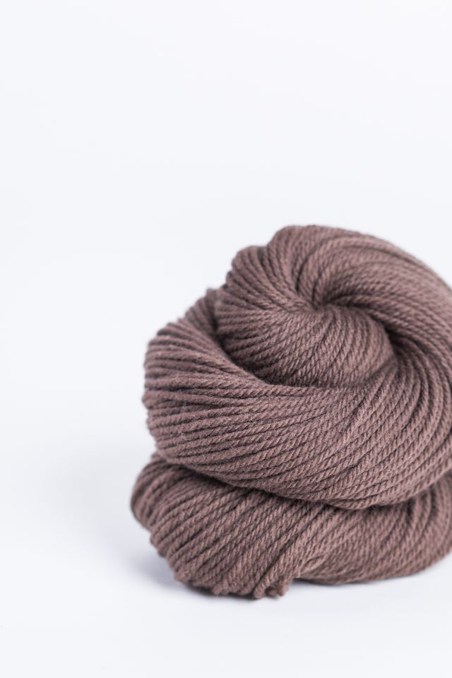 Skein of medium gray brown Brooklyn Tweed Arbor yarn in color Carob - Hillsborough Yarn Shop - Hillsborough, NC, USA