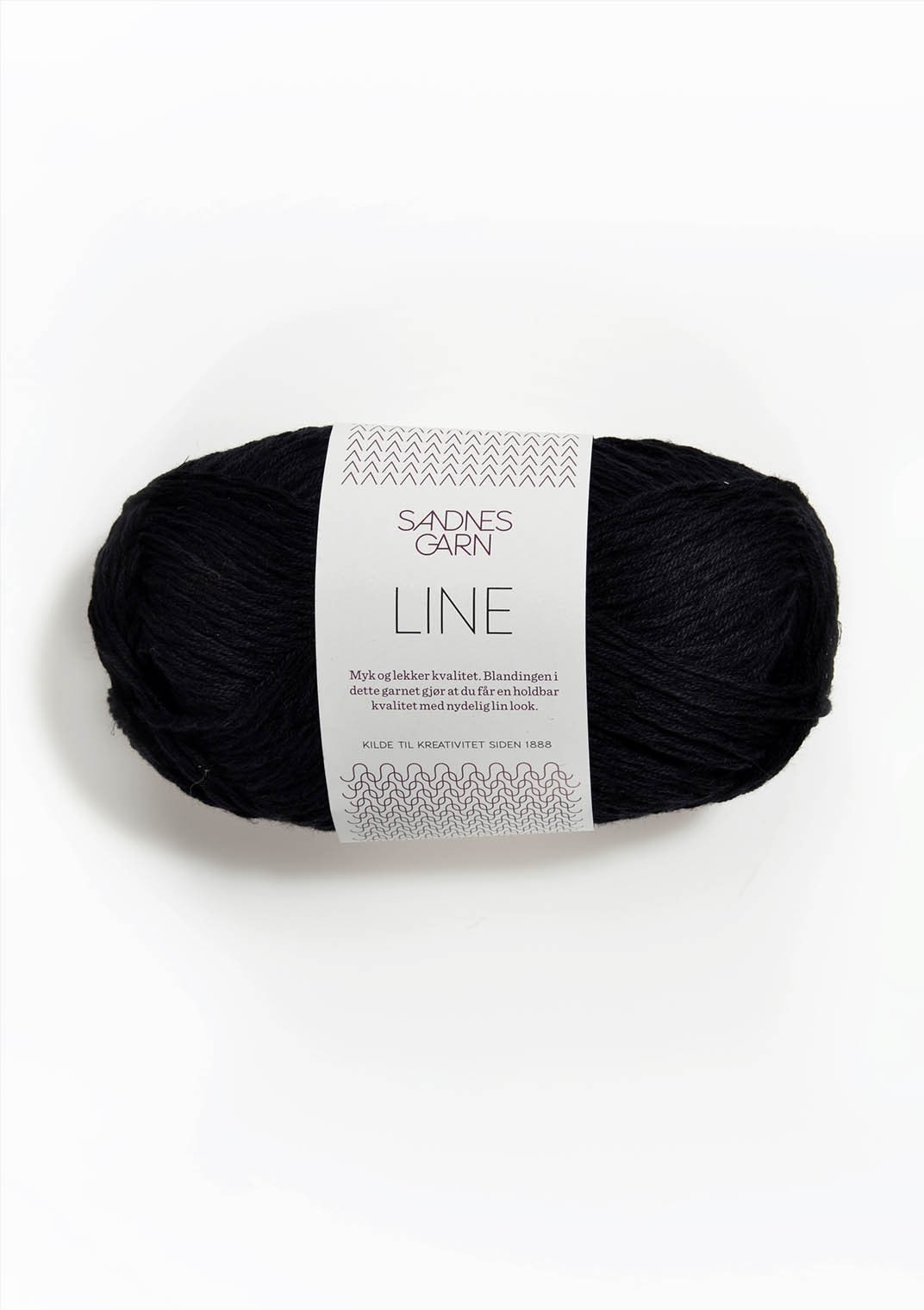 Black ball of Sandnes Garn Line yarn. 