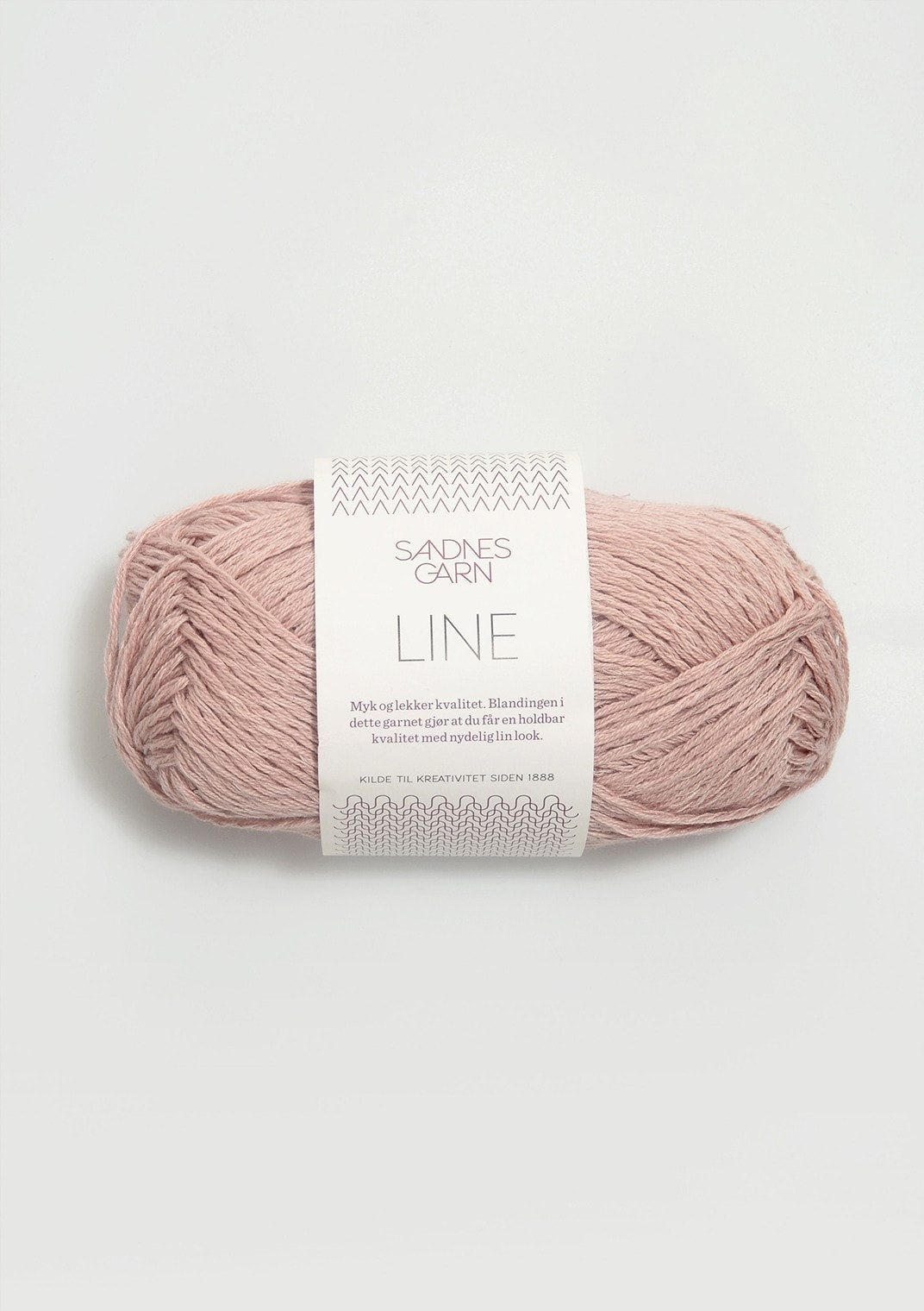 Light pink ball of Sandnes Garn Line yarn. 