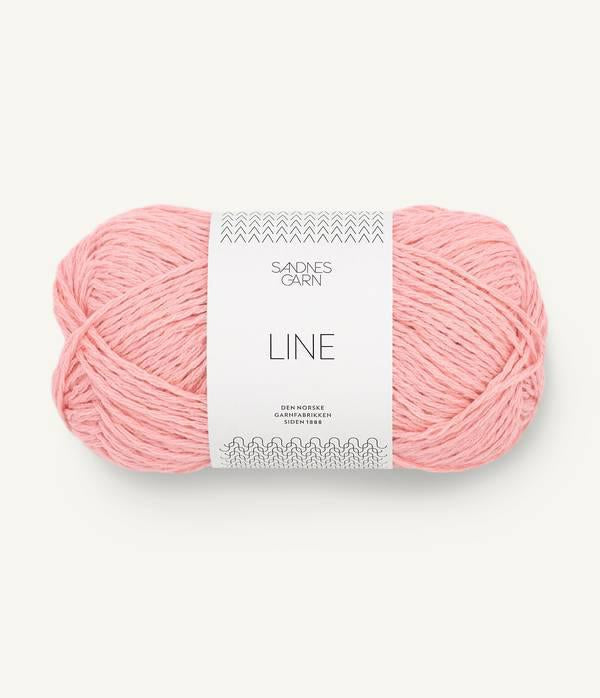 Peachy pink ball of Sandnes Garn Line yarn. 