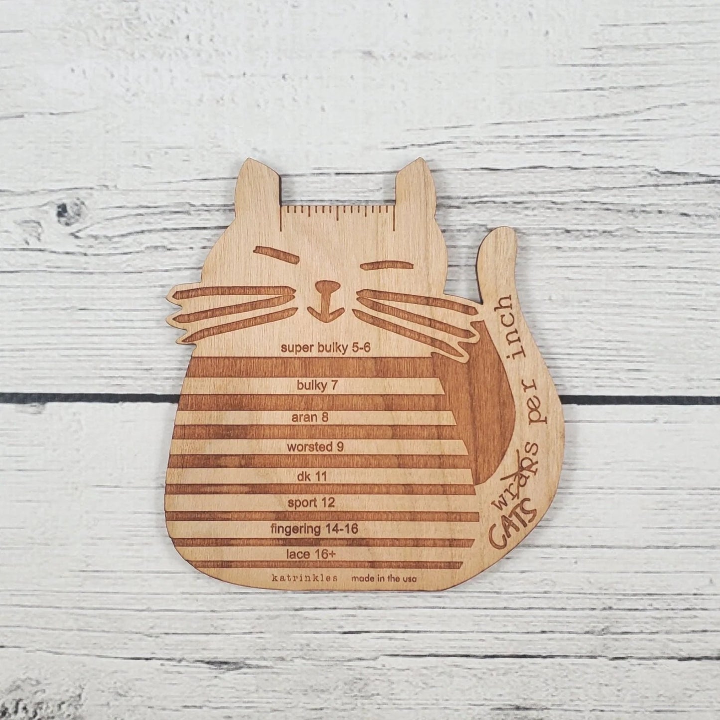 Cat-rinkles Cat Collection - "Cats Per Inch" Yarn Gauge Tool Accessories Katrinkles Hillsborough Yarn Shop