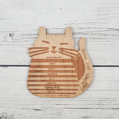 Cat-rinkles Cat Collection - "Cats Per Inch" Yarn Gauge Tool Accessories Katrinkles Hillsborough Yarn Shop