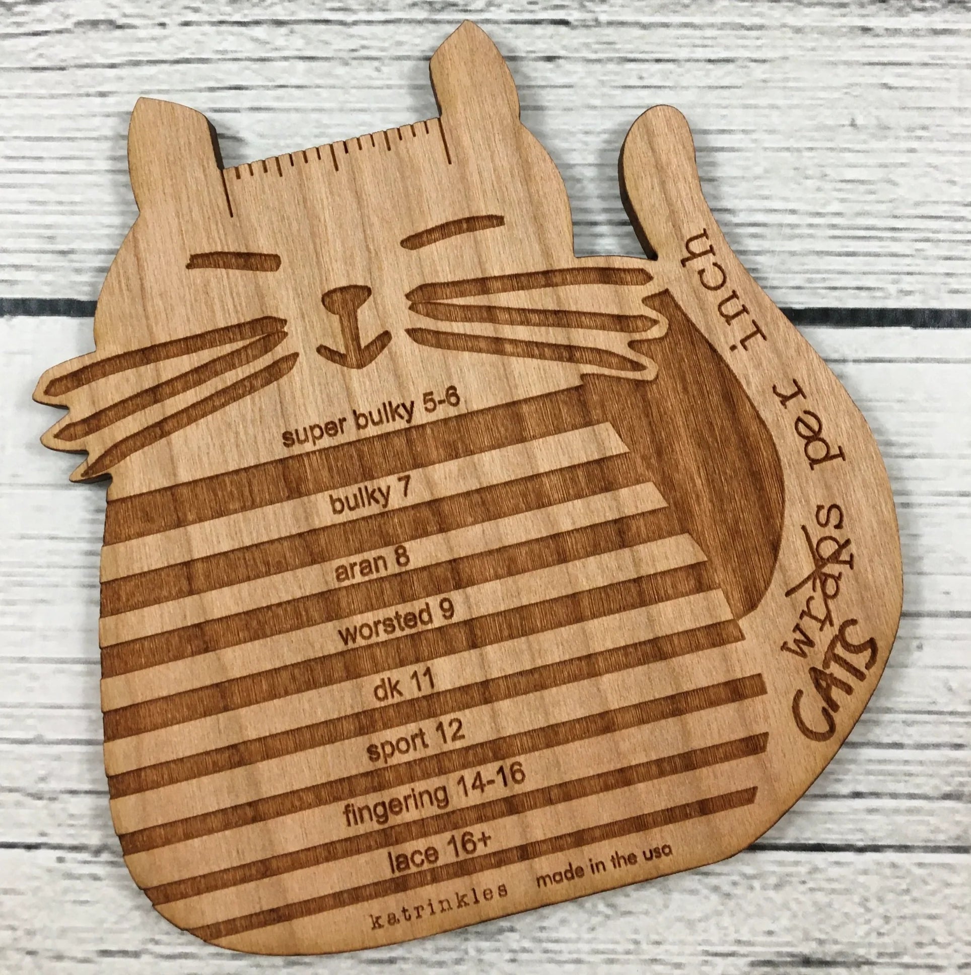 Cat-rinkles Cat Collection - "Cats Per Inch" Yarn Gauge Tool Accessories Katrinkles Hillsborough Yarn Shop