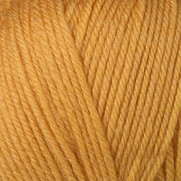 Close up on golden yellow ball of Berroco Ultra Wool yarn.