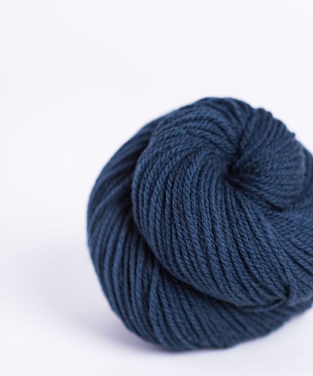 Skein of dark indigo blue Brooklyn Tweed Arbor yarn  in color Sashiko - Hillsborough Yarn Shop - Hillsborough, NC, USA