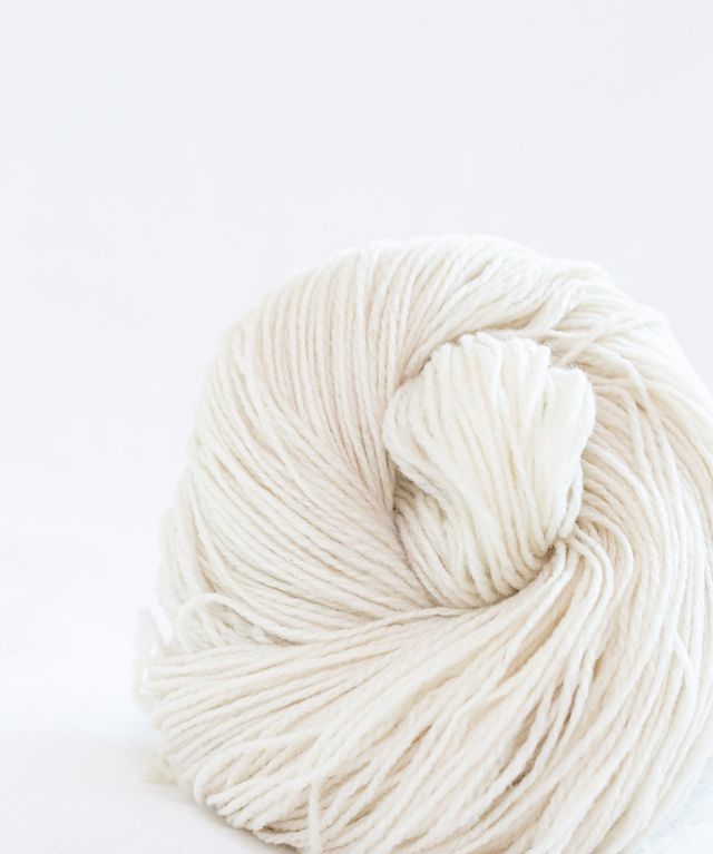 White ball of Brooklyn Tweed Loft yarn. 