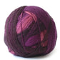 One ball of Schoppel-Wolle lace merino yarn in ombré purple hues. 