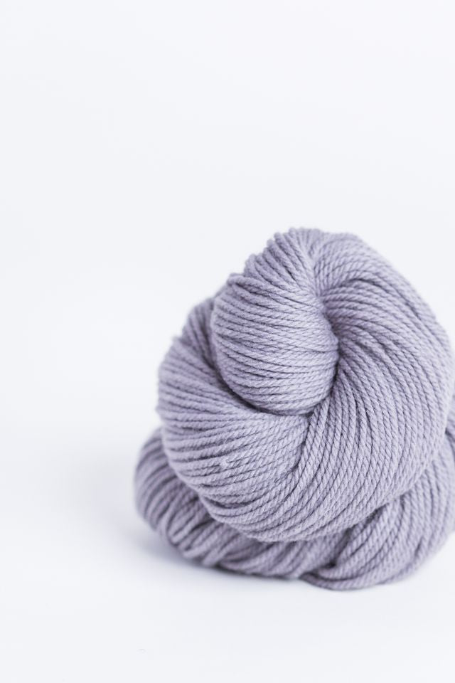 Skein of purplish gray Brooklyn Tweed Arbor yarn in color Morandi - Hillsborough Yarn Shop - Hillsborough, NC, USA 