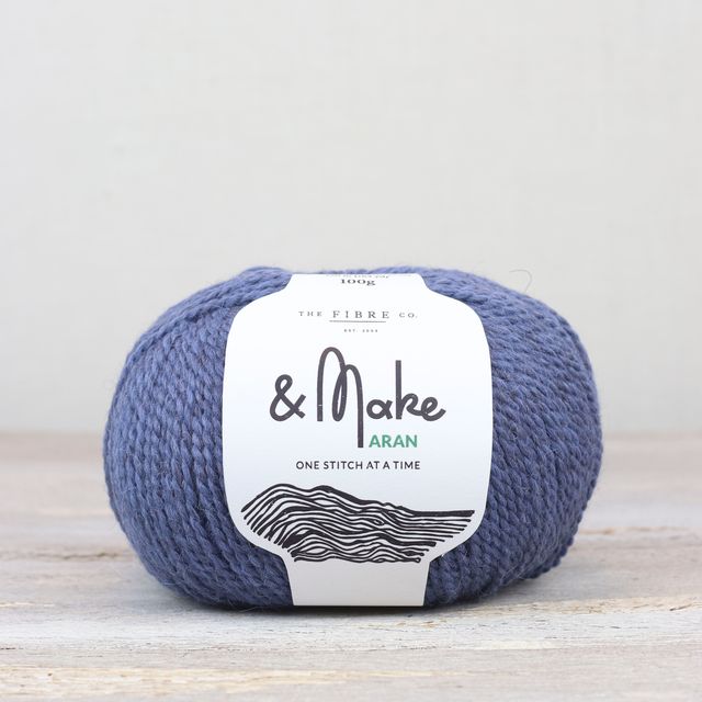 Denim blue ball of Fibre Co. & Make Aran yarn. 