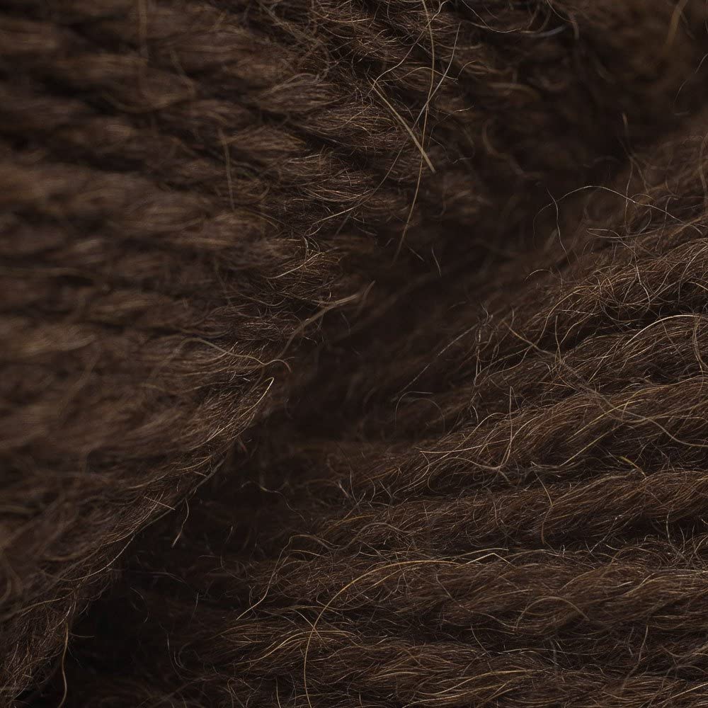 Close up on dark brown skein of Berroco Ultra Alpaca yarn.