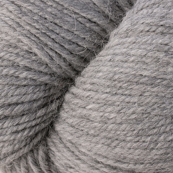 Close up on light gray skein of Berroco Ultra Alpaca yarn.