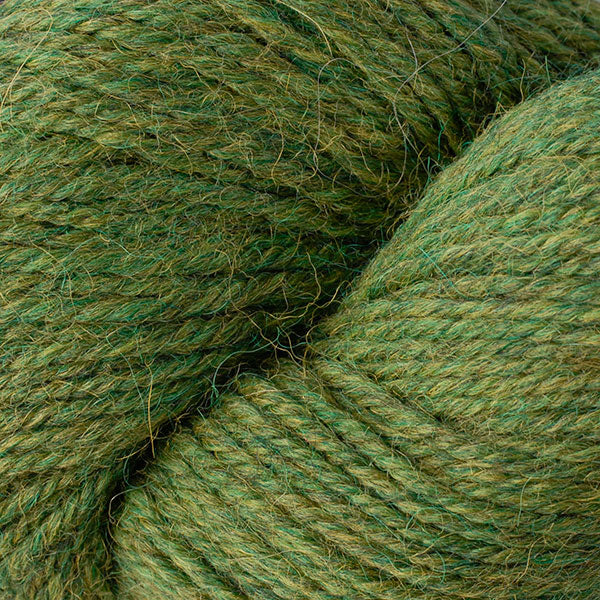 Close up on moss green skein of Berroco Ultra Alpaca yarn.