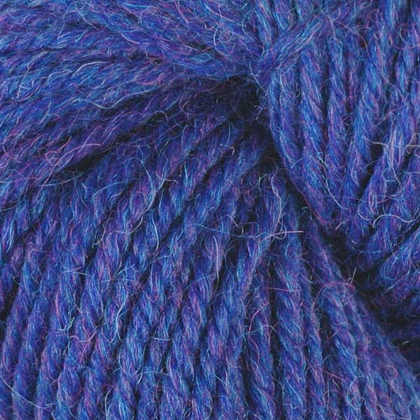 Close up on royal blue skein of Berroco Ultra Alpaca yarn.