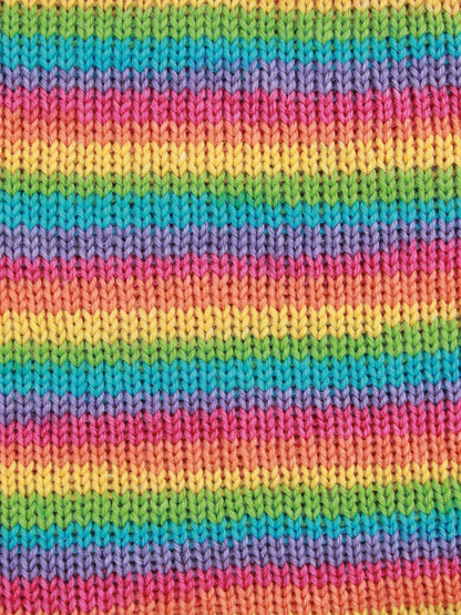 Close-up of Rum Paradise as a knitted fabric with multicolored stripes.