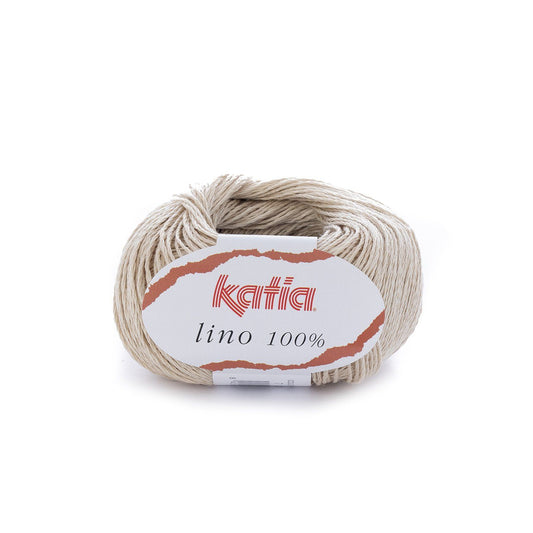 Light beige ball of Katia Lino 100% yarn. 