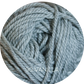 Close up on a heathered gray ball of Ewe Ewe Heather’s Heathers yarn. 